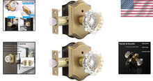 Load image into Gallery viewer, 2-Pack Crystal Privacy Door Lock Sets - Antique Brass Knob with Push Button Lock