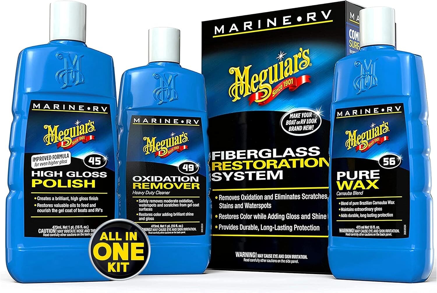 Marine/RV Fiberglass Restoration Kit for Ultimate Oxidation Removal & Shine