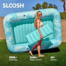 Load image into Gallery viewer, Cyan White Jumbo Inflatable Pool Lounger with Removable Pillow &amp; Drink Holders