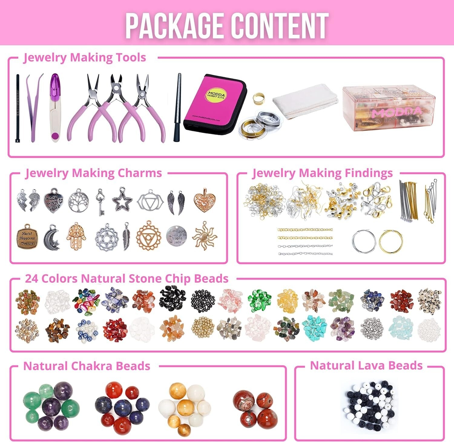 Beginner-Friendly Natural Stone Jewelry Making Kit with 15 Instructional Videos