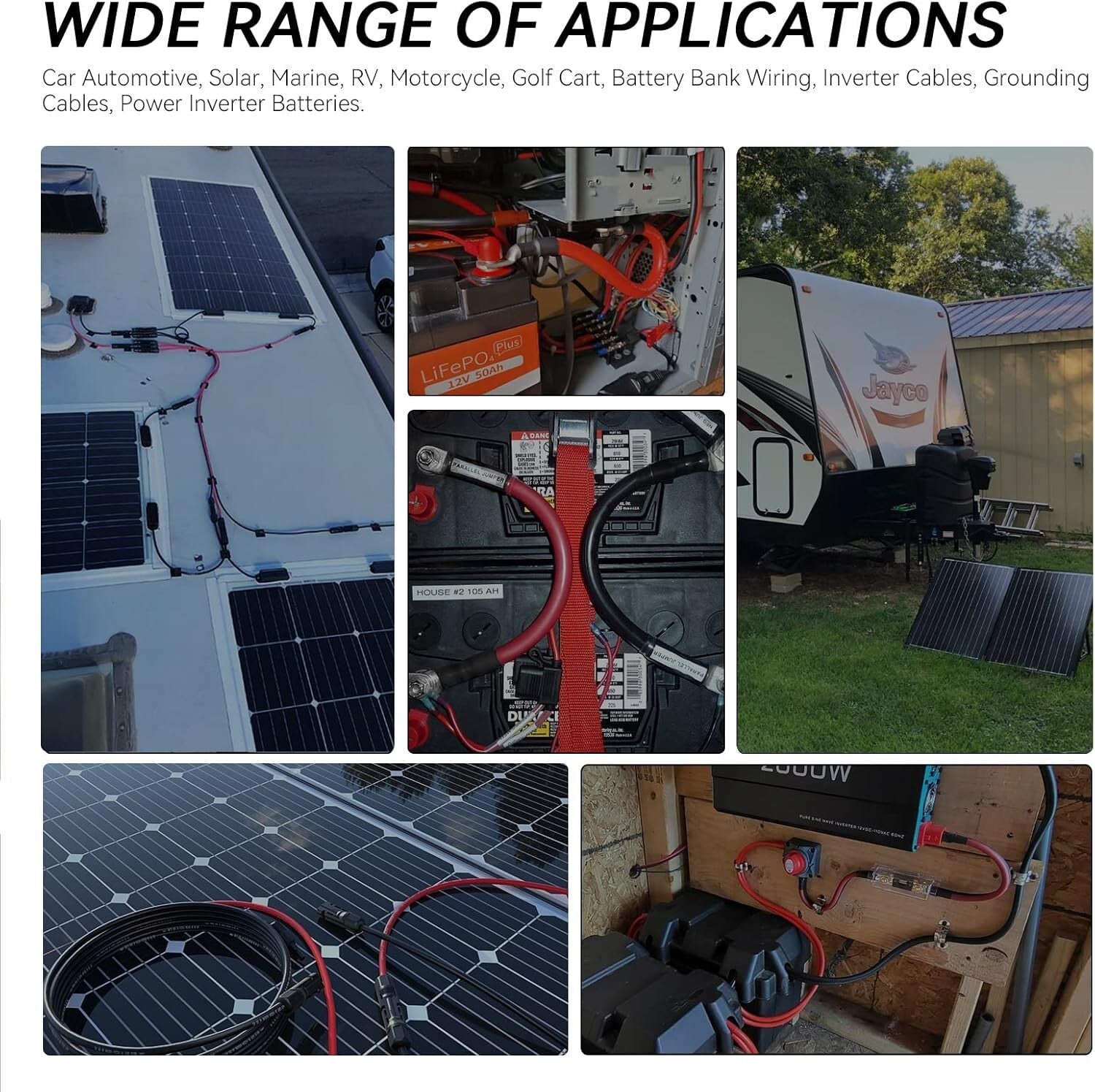 10AWG Solar Extension Cable 50Ft with Universal Connectors - Weatherproof Design