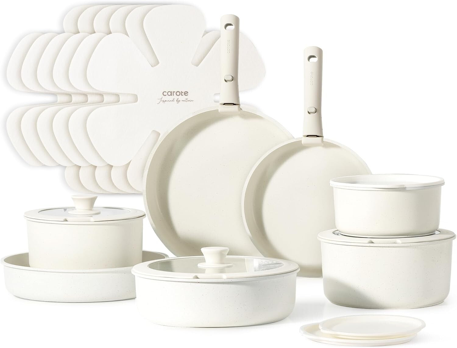 Easy-Clean 21-Piece Cookware Set with Removable Handle: Oven & Induction Safe