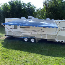 Load image into Gallery viewer, Durable Vinyl Awning Canopy - 14' Blue Fade Replacement for Trailers &amp; Campers
