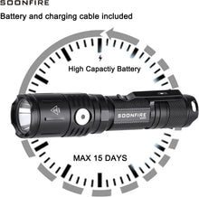 Load image into Gallery viewer, Powerful 1060 Lumens Tactical LED Flashlight - Waterproof with Adjustable Beam