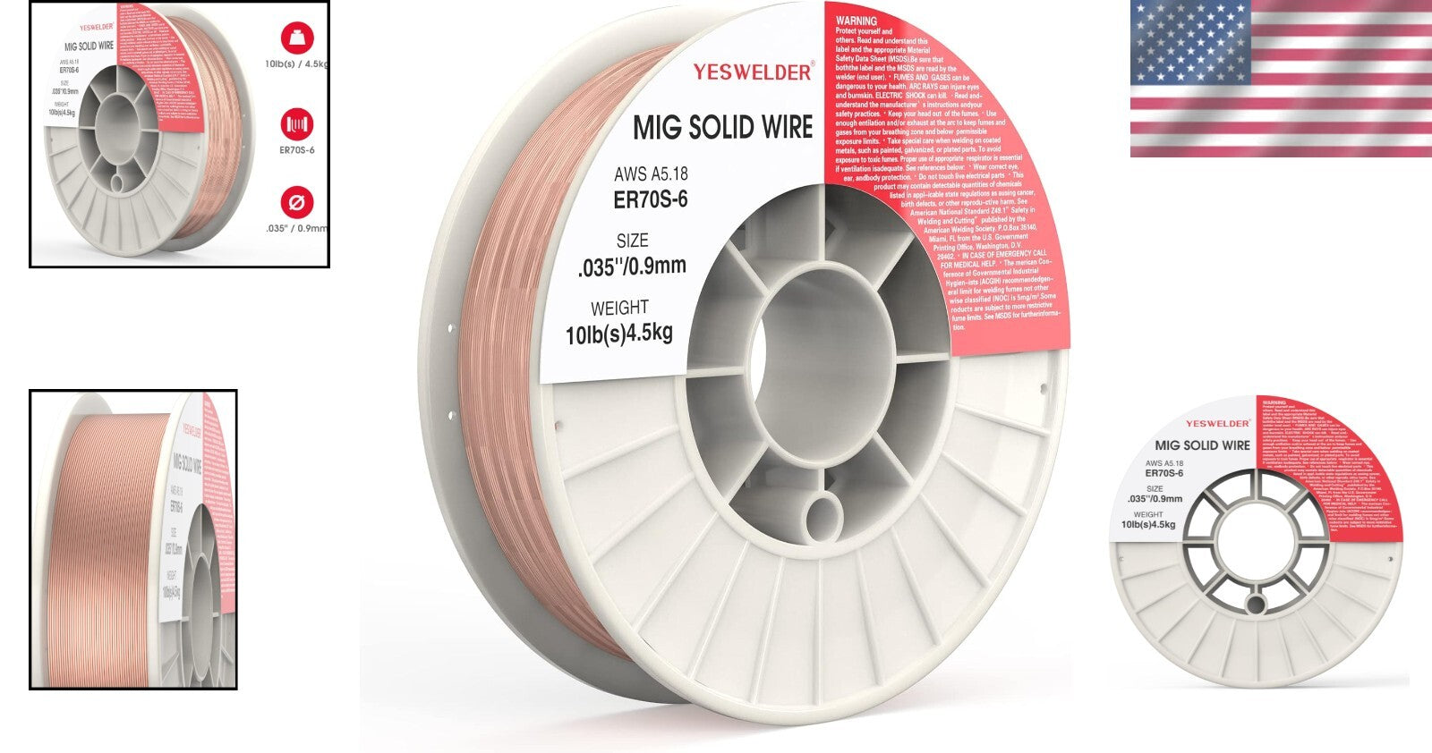 10-Pound MIG Welding Wire - Durable 0.035-Inch Carbon Steel on ABS Spool