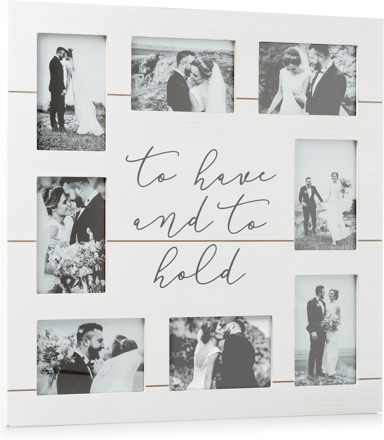 Elegant 20x20 Shiplap Collage Frame with 8 Photo Inserts - Wedding Keepsake