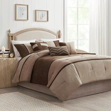 Load image into Gallery viewer, Geometric Pieced Stripe Comforter Set King - 7-Piece Faux Suede Collection