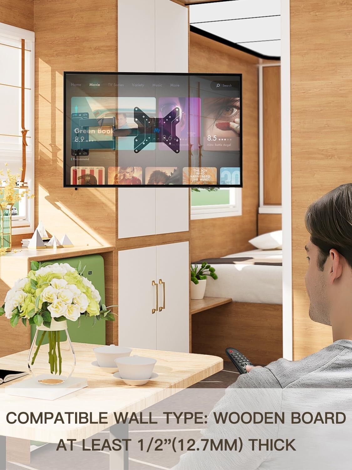 Innovative RV TV Mount with Locking Mechanism - 17-43 Inch Full Motion Design