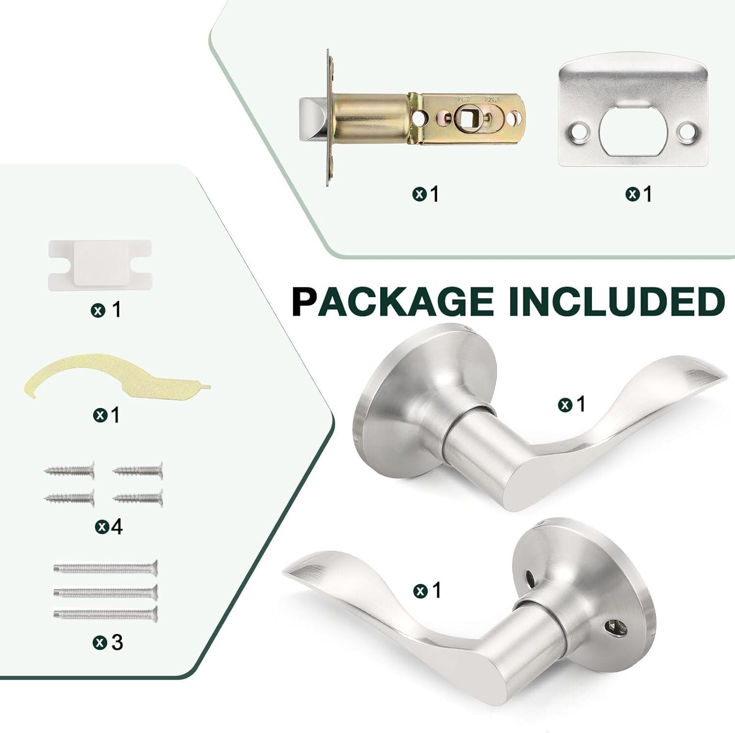 Durable 6-Pack Brushed Nickel Passage Lever Door Handle for Easy Installations