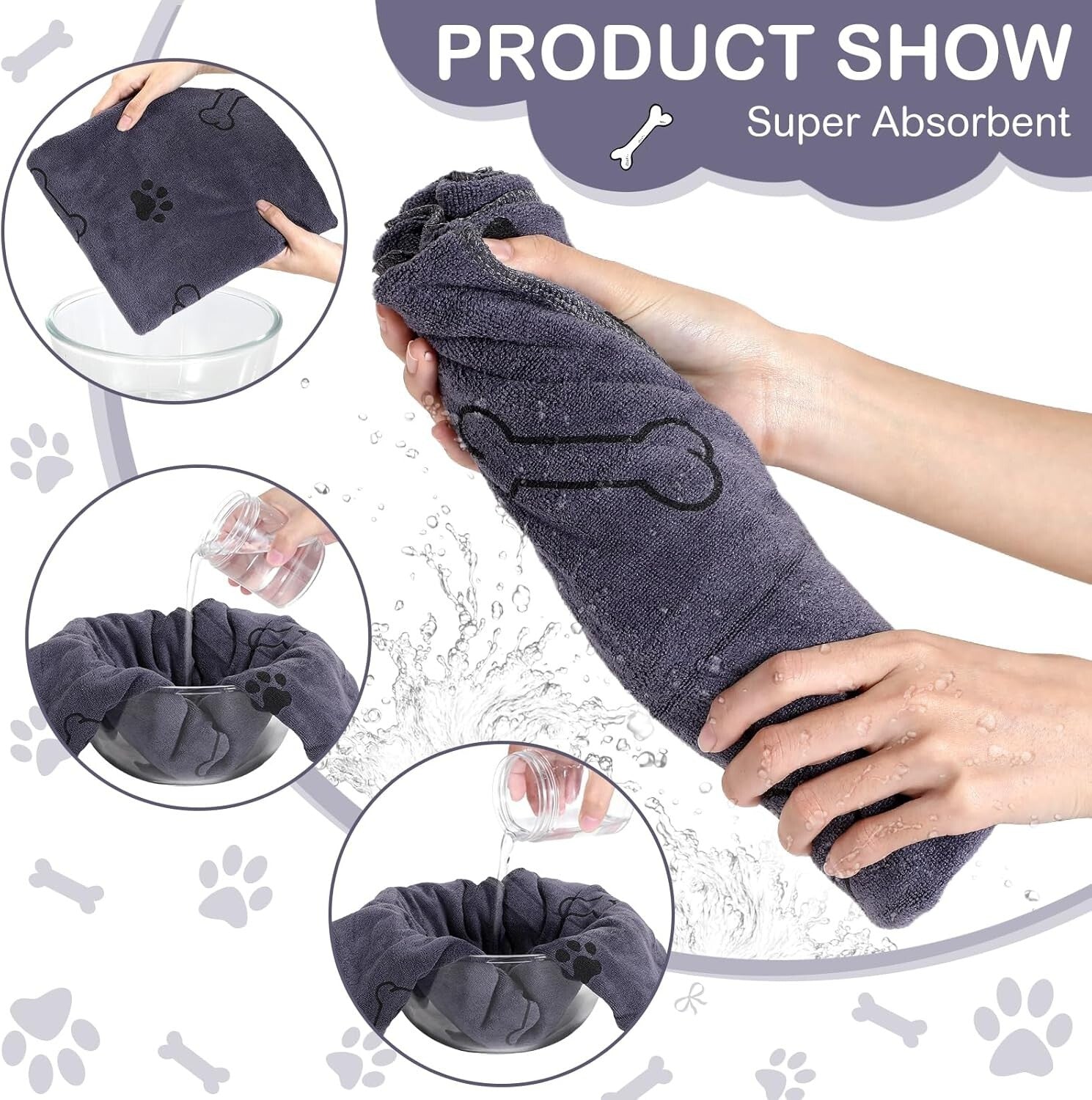 Soft & Quick-Drying Pet Towels - 8 Pack Microfiber Towels for Dogs, 55 x 28 Inch