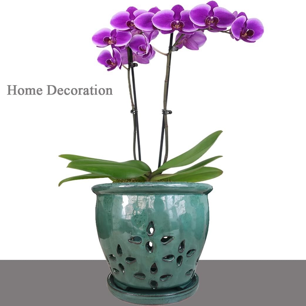 Attractive Polished Ceramic 7-Inch Planter with Drainage - Ideal for Windowsills