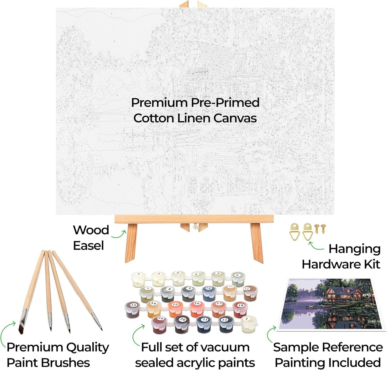 Cabin Fever 16" x 20" Framed Paint by Numbers Kit - Complete Set for Adults