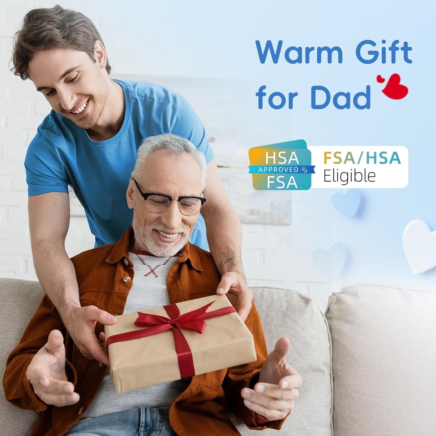 Rechargeable Back Massager with 3 Heat and Vibration Settings - Great for Gifts