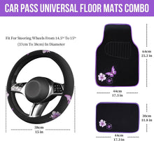 Load image into Gallery viewer, Elegant Purple Car Mats and Butterfly Steering Wheel Set - Easy Installation