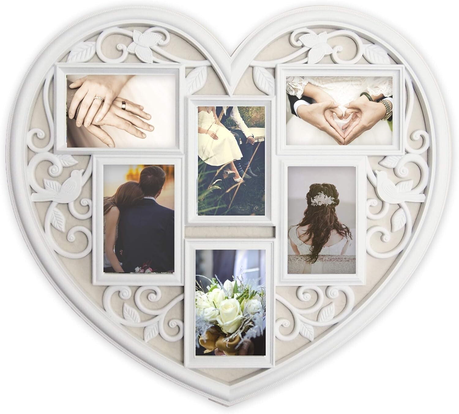 6-Opening Heart-Shaped Picture Frame - Perfect for Weddings and Engagements