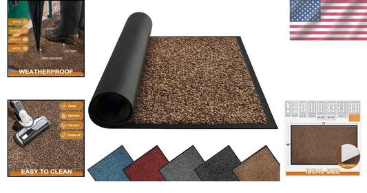 Durable Brown Outdoor Indoor Doormat 72'' x 48'' - Machine Washable Entry Rug