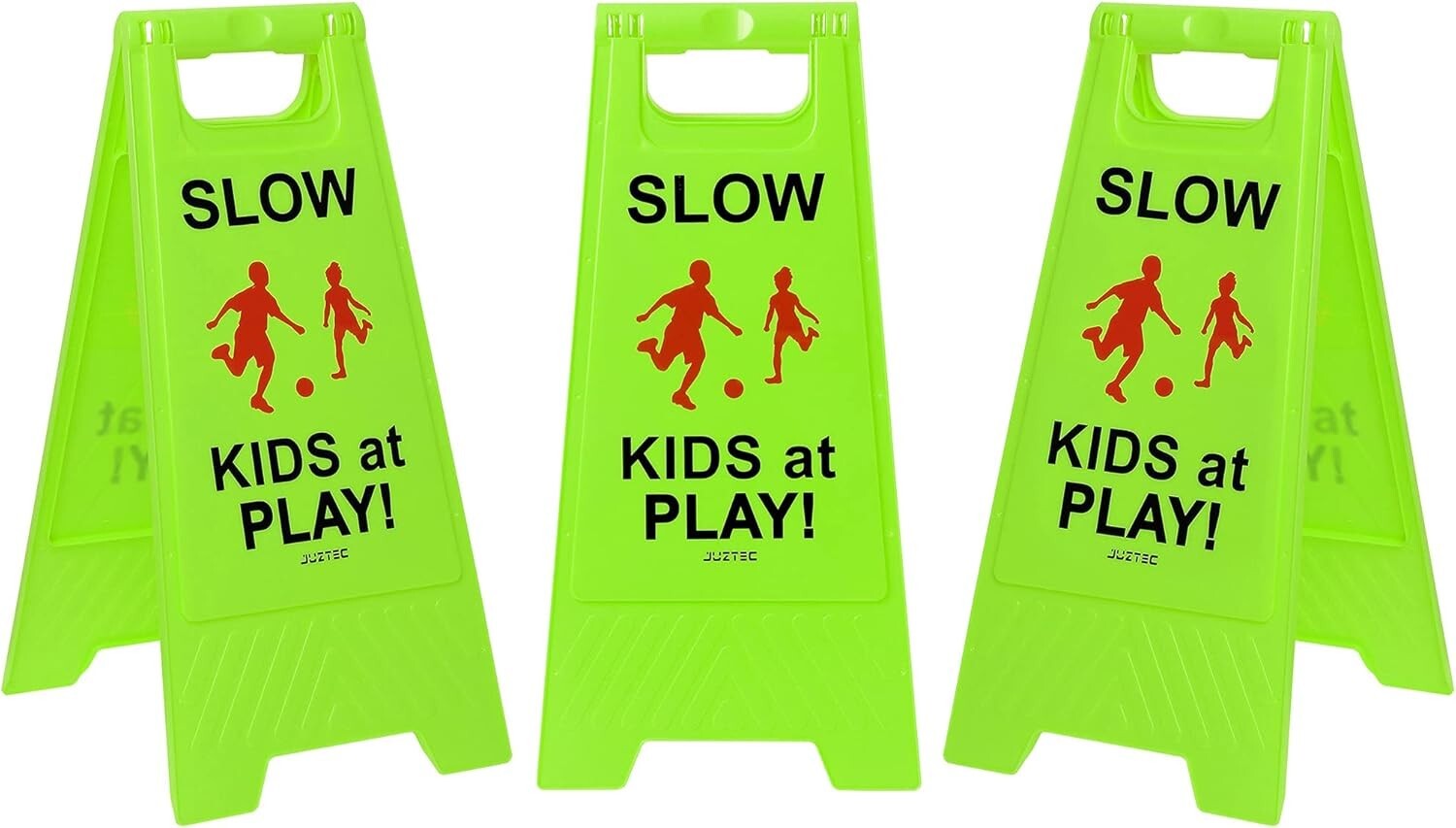Attention-Grabbing Caution Slow Children Playing Safety Signs - 3 Pack