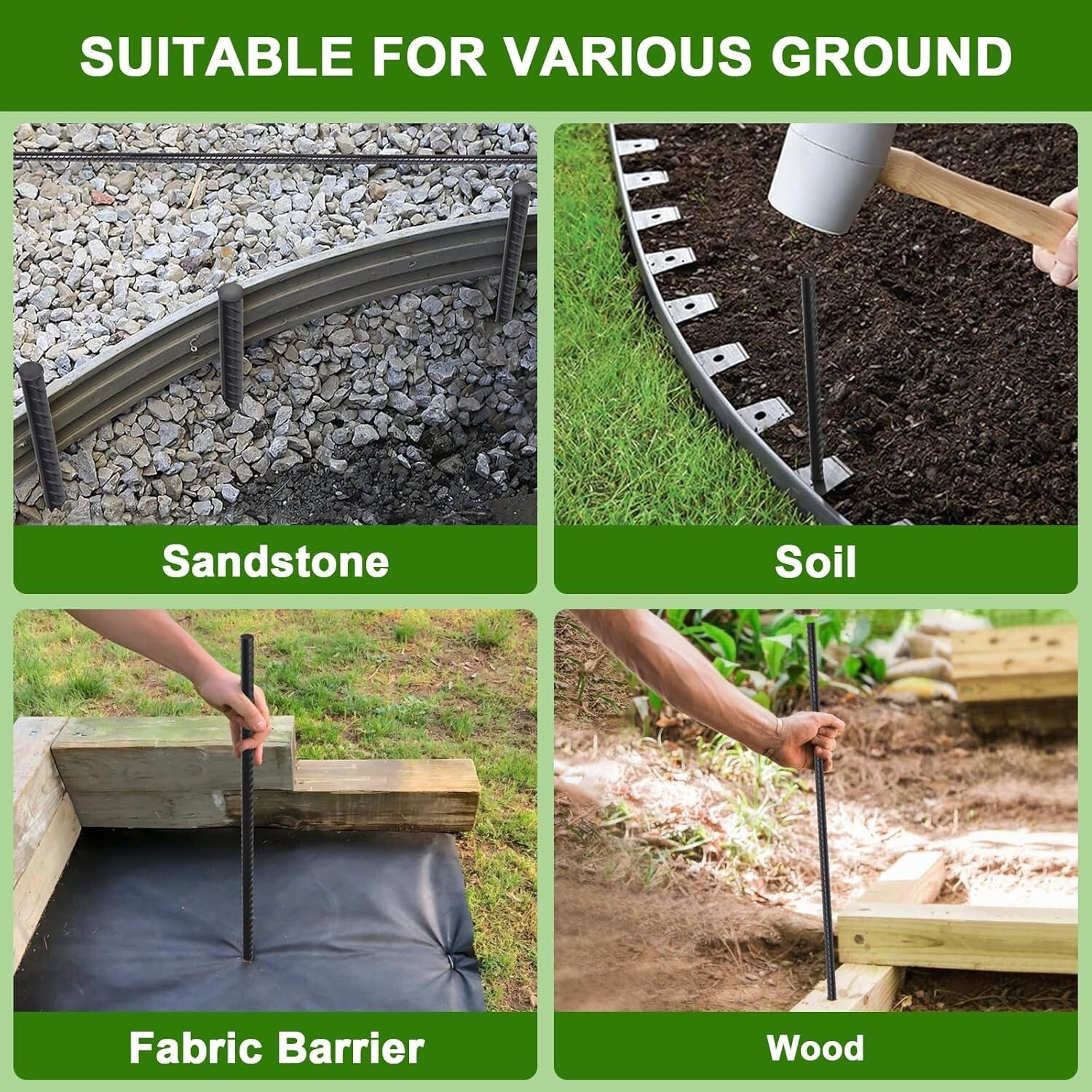 34-Pack Heavy Duty 16" Steel Garden Stakes with Chisel Point for Strong Soil
