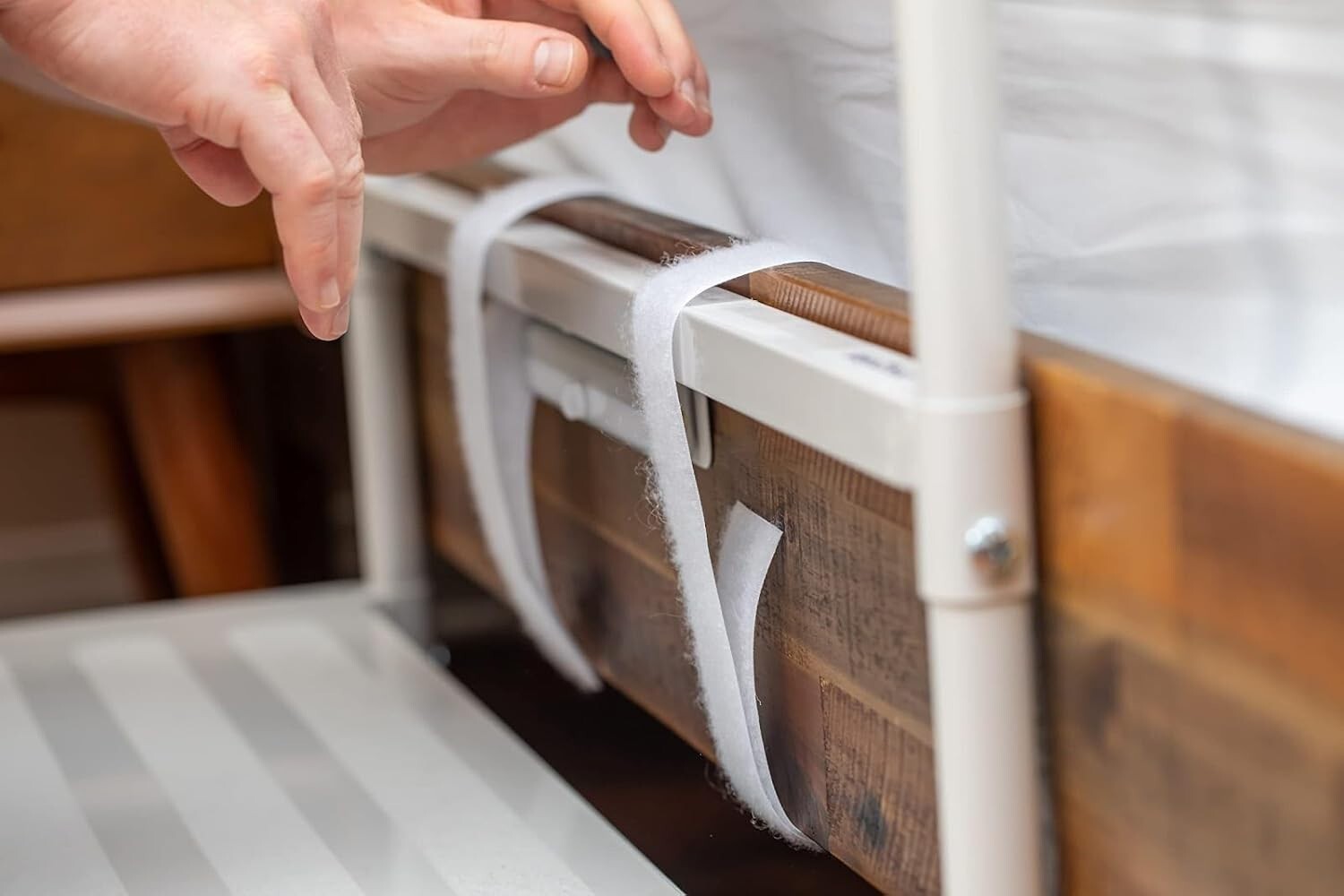 Stainless Steel Bed Step Stool & Rails with Motion LED Light for Fall Prevention