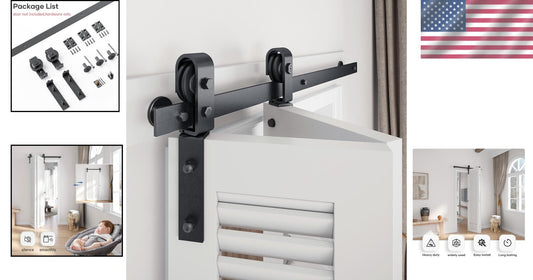 Durable 36-Inch Heavy-Duty Barn Door Hardware Kit - Fits Double 18" Doors