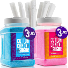 Load image into Gallery viewer, Raspberry Blue &amp; Strawberry Cotton Candy Sugar - 2-Pack, 3 lbs Jars &amp; Scooper