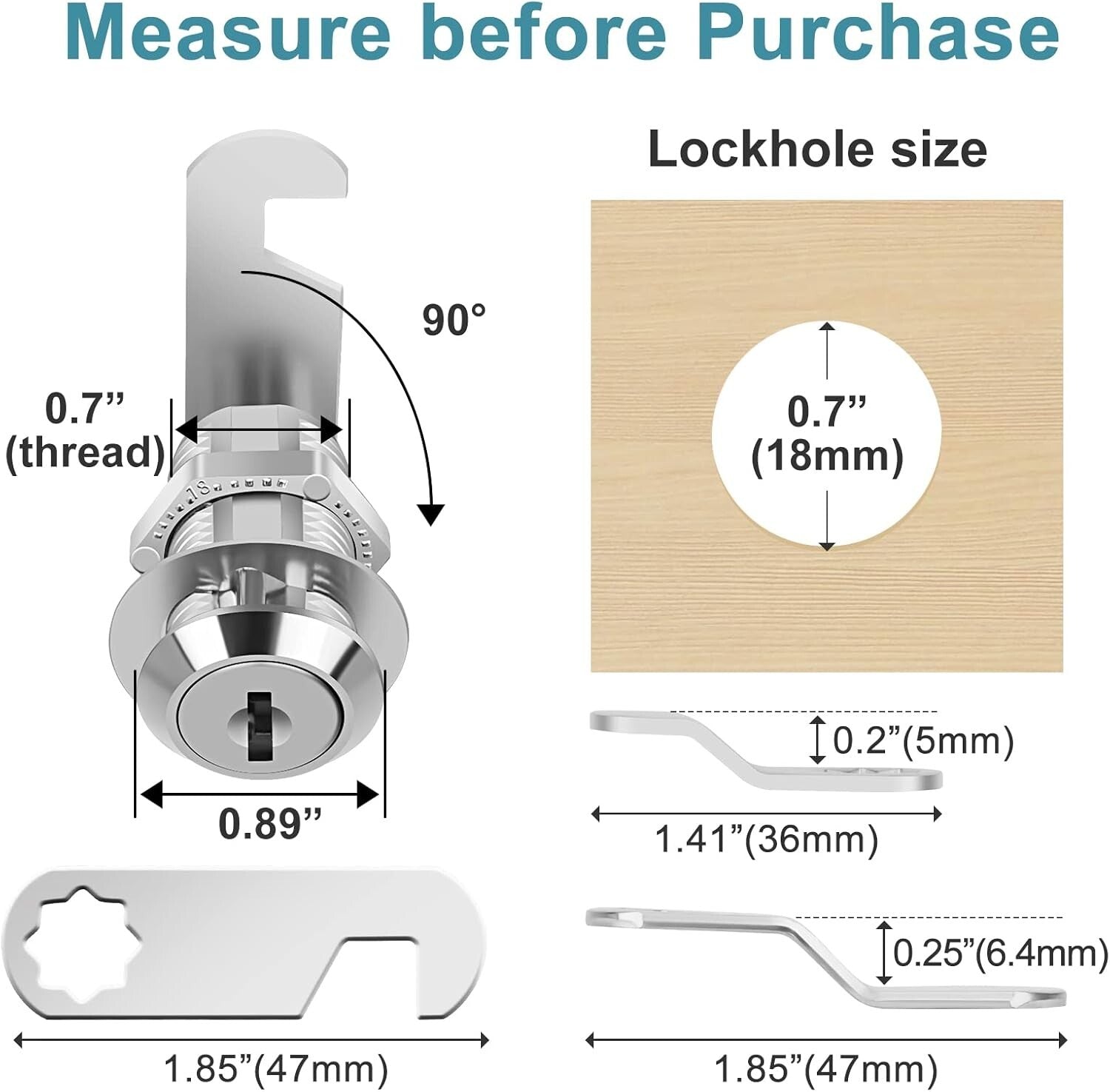 Easy-Install 1-1/8'' Chrome Cabinet Locks - 16-Pack Keyed Alike for Security