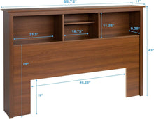 Load image into Gallery viewer, Elegant Full/Queen Bookcase Headboard - Durable Cherry Finish with Storage