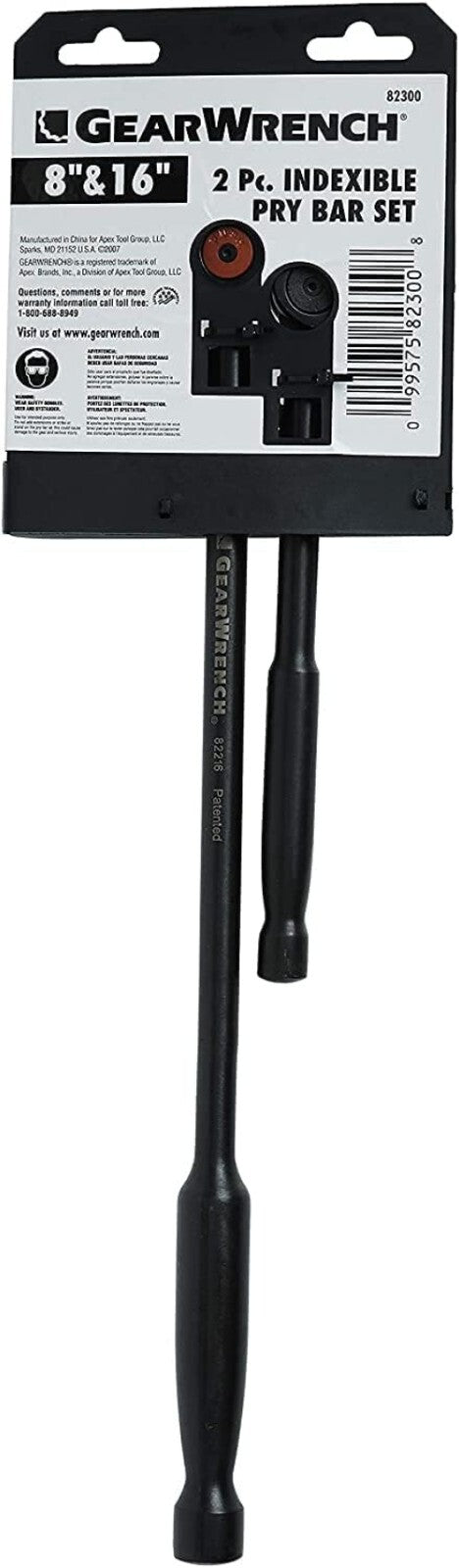 Alloy Steel 2-Piece Pry Bar Set with 14 Locking Positions for Tight Spaces