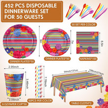 Load image into Gallery viewer, Disposable Mexican Party Tableware Set for 50 - Quick Cleanup &amp; Festive Style