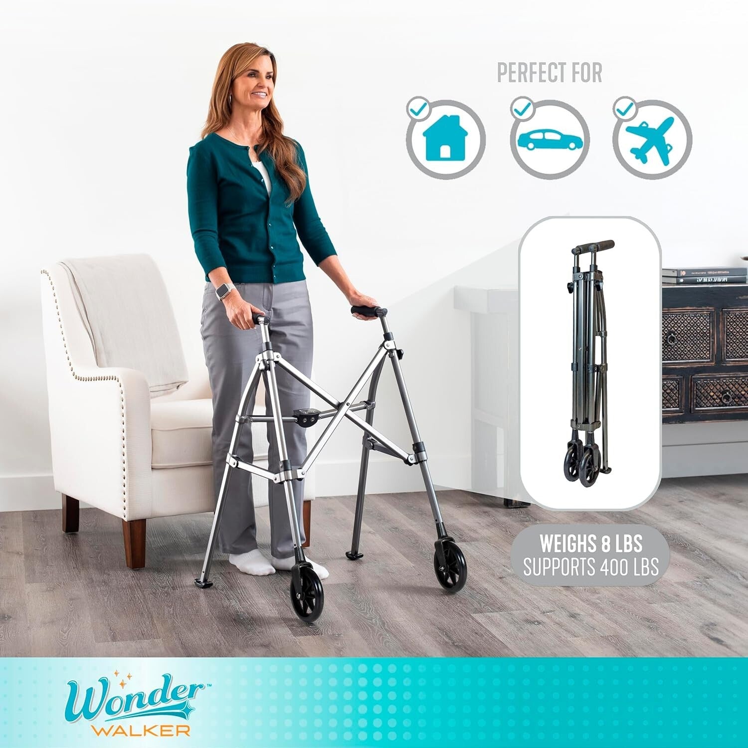EZ Fold-N-Go Walker for Seniors: Stylish & Space-Saving with Adjustable Handles