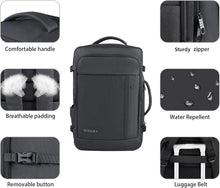 Load image into Gallery viewer, Convertible Carry-On Backpack - 50L Large Laptop &amp; Shoe Compartment Bag in Black