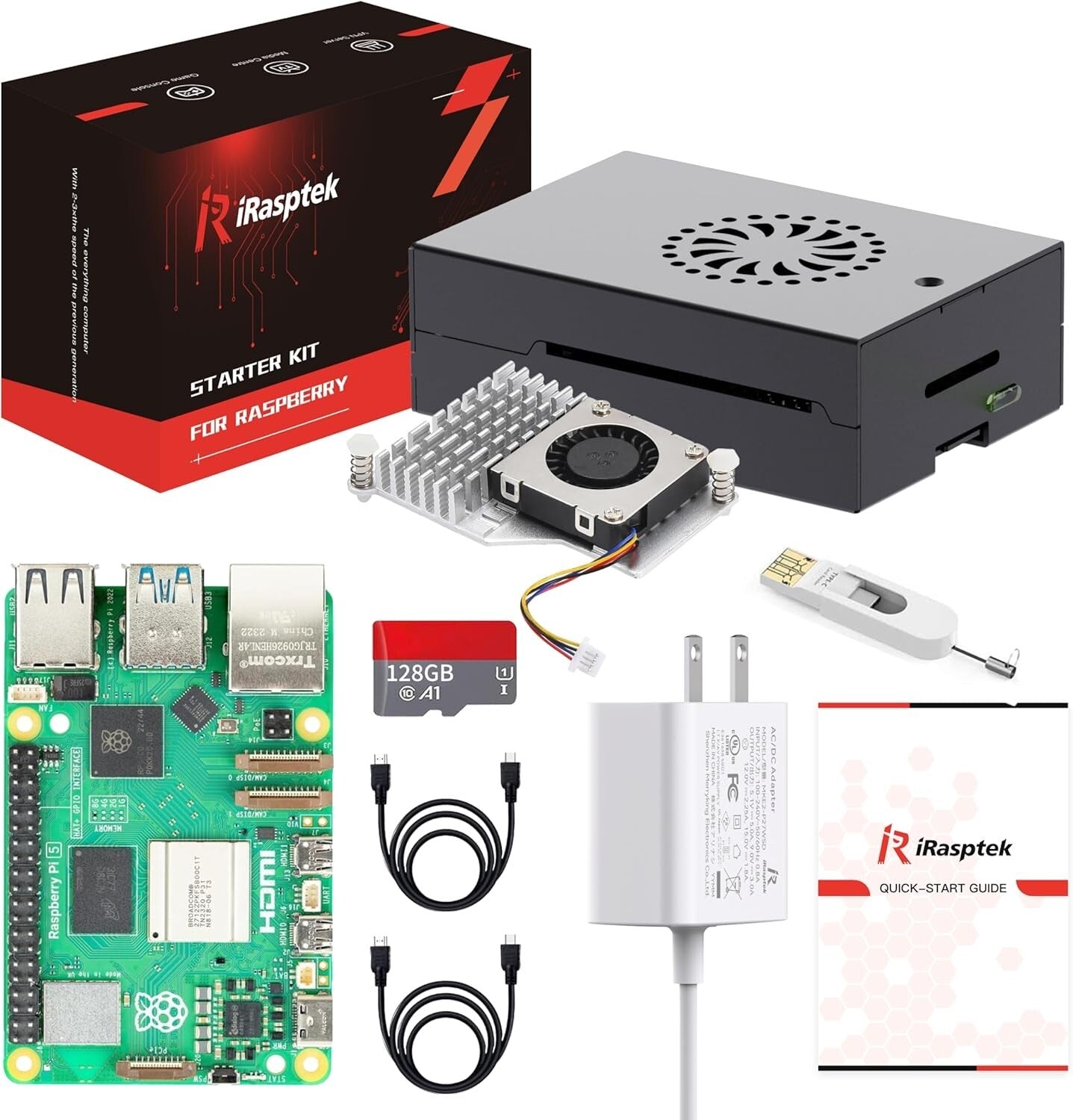 Ultimate Raspberry Pi 5 Bundle: 8GB RAM, 128GB OS, & Durable Aluminum Case