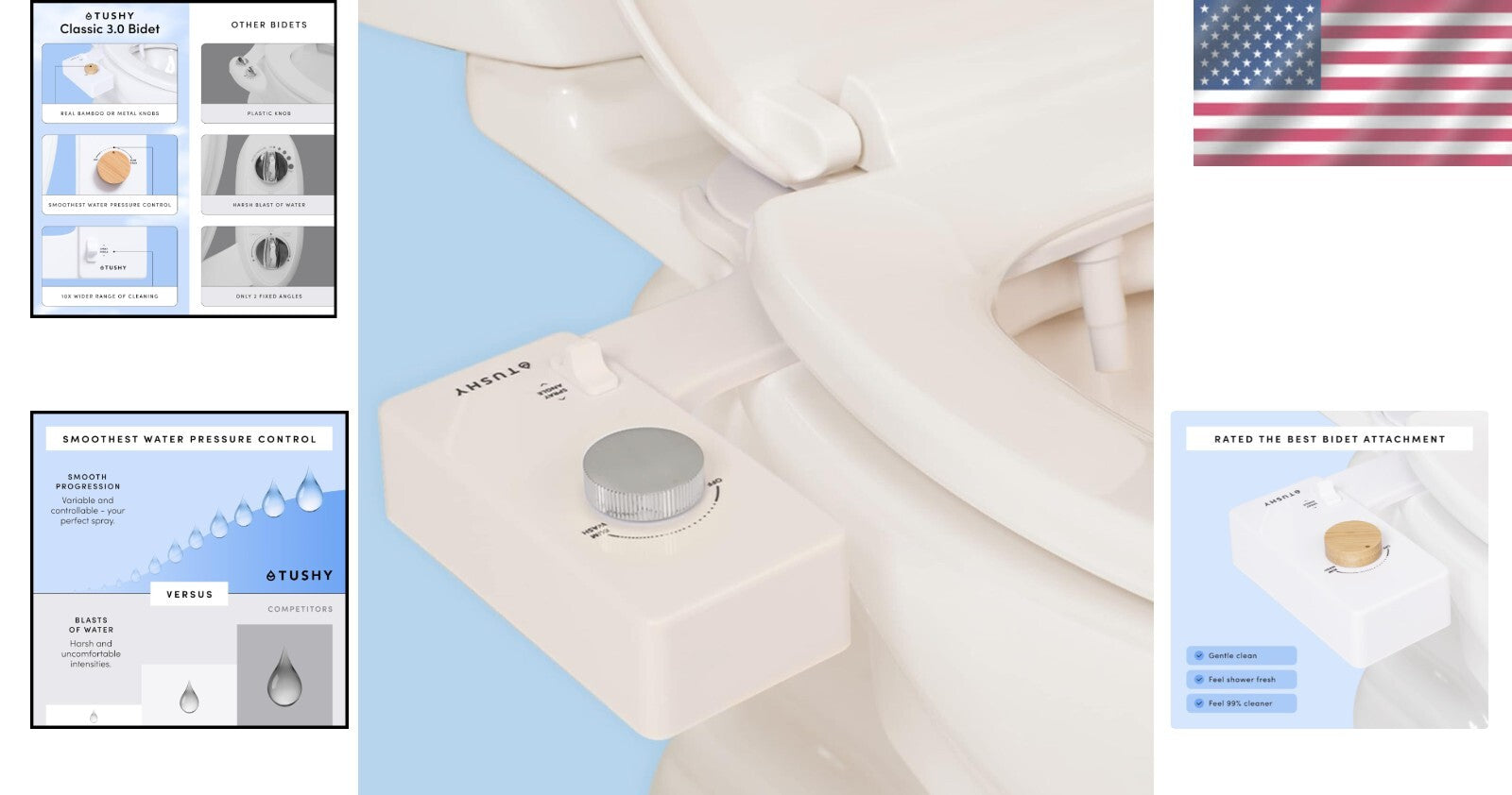 Classic 3.0 Non-Electric Bidet Seat Attachment with Adjustable Water Pressure
