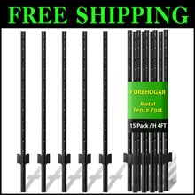 Load image into Gallery viewer, Versatile 4ft Black Steel Fence Posts - Ideal for Garden and Animal Barriers