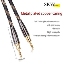 Load image into Gallery viewer, High-Purity Copper Speaker Cable 4.9ft with Gold-Plated Banana &amp; Spade Plugs