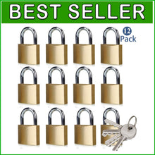 Load image into Gallery viewer, Durable Polished Brass Padlocks - Keyed Alike 12 Pack for Versatile Security