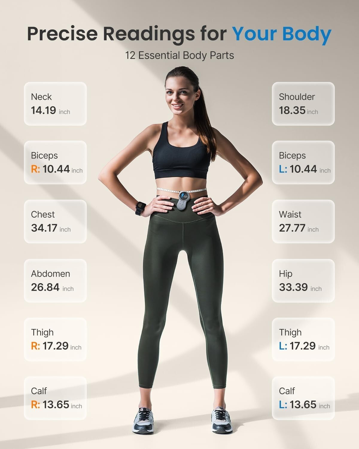 Ergonomic Smart Tape Measure with Large Display & Health App Integration