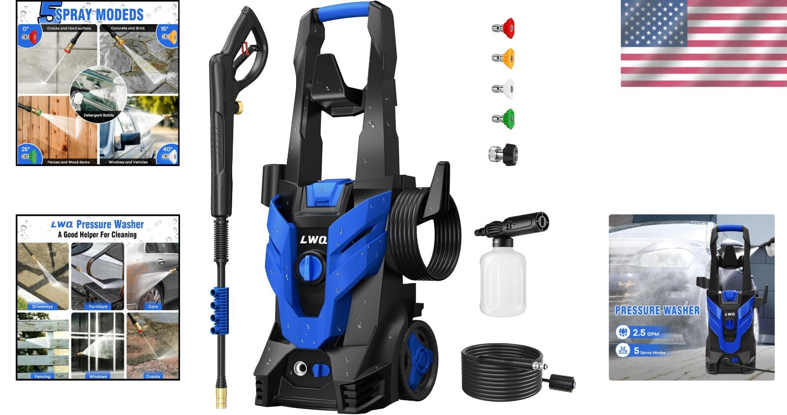 Multi-Functional Electric Pressure Washer - Ideal for Driveways, Cars & Patios