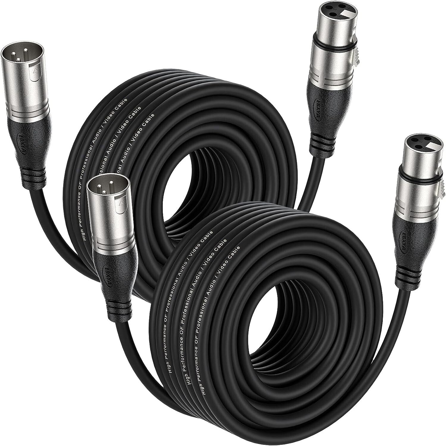 2-Pack of 50ft XLR Cables - Professional Quality Mic & Speaker Audio Connection