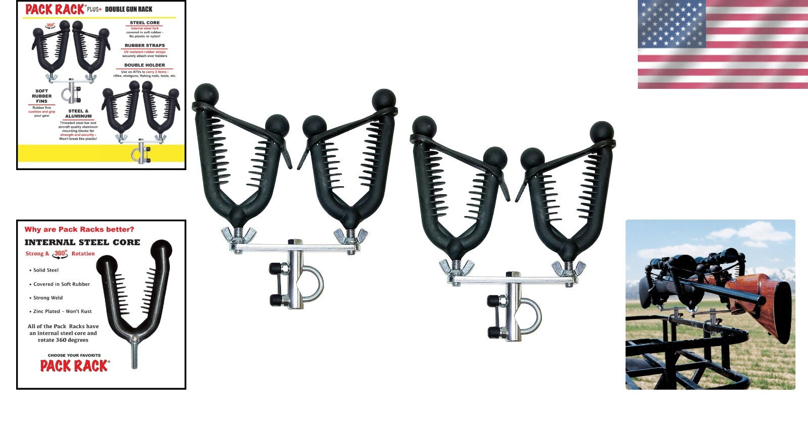 Durable Double Pack Rack for Secure ATV Gear Transport - Fits Guns & Bows