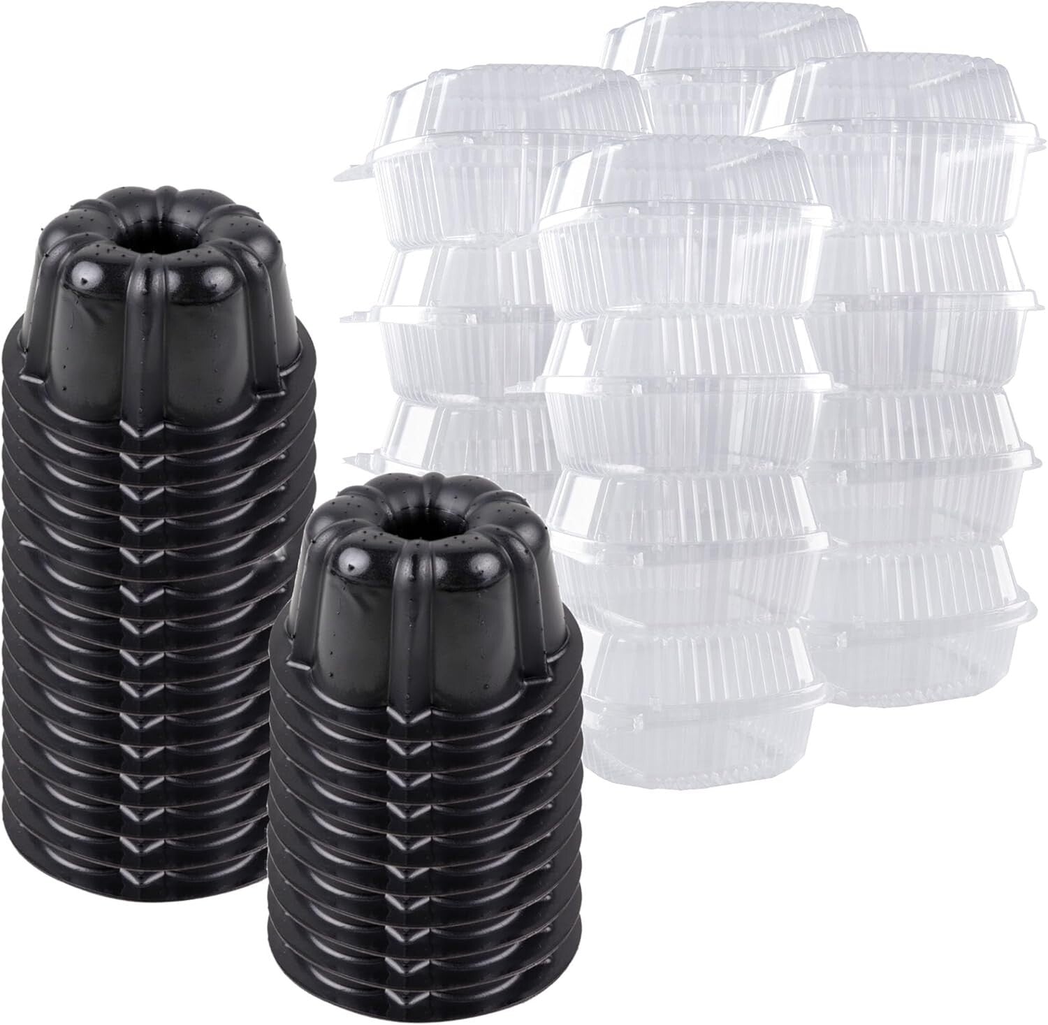 Eco-Friendly Reusable Mini Cake Mold - 50 Non-Stick Baking Pans With Containers