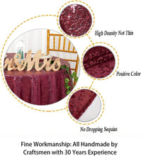 Load image into Gallery viewer, Luxurious 120-Inch Round Burgundy Sequin Tablecloth for Special Occasions