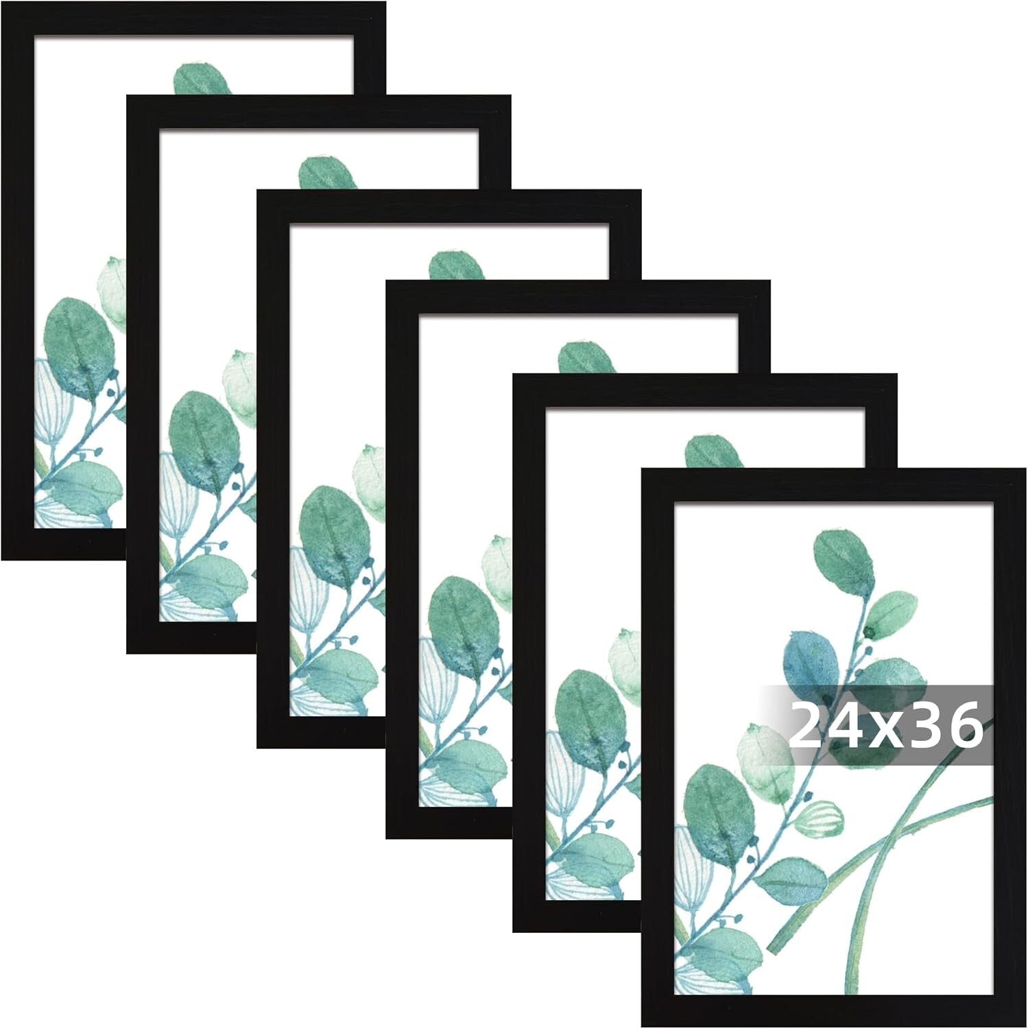 24x36 Black Wall Mount Picture Frames - 6pcs Set for Vertical and Horizontal Use