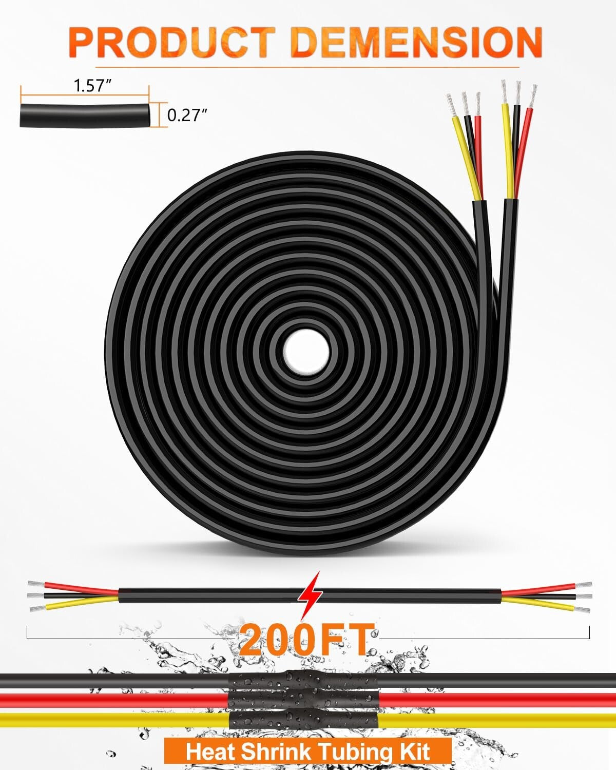 3 Conductor 16 AWG Tinned Copper Wiring - Ideal for Automotive & Marine Projects