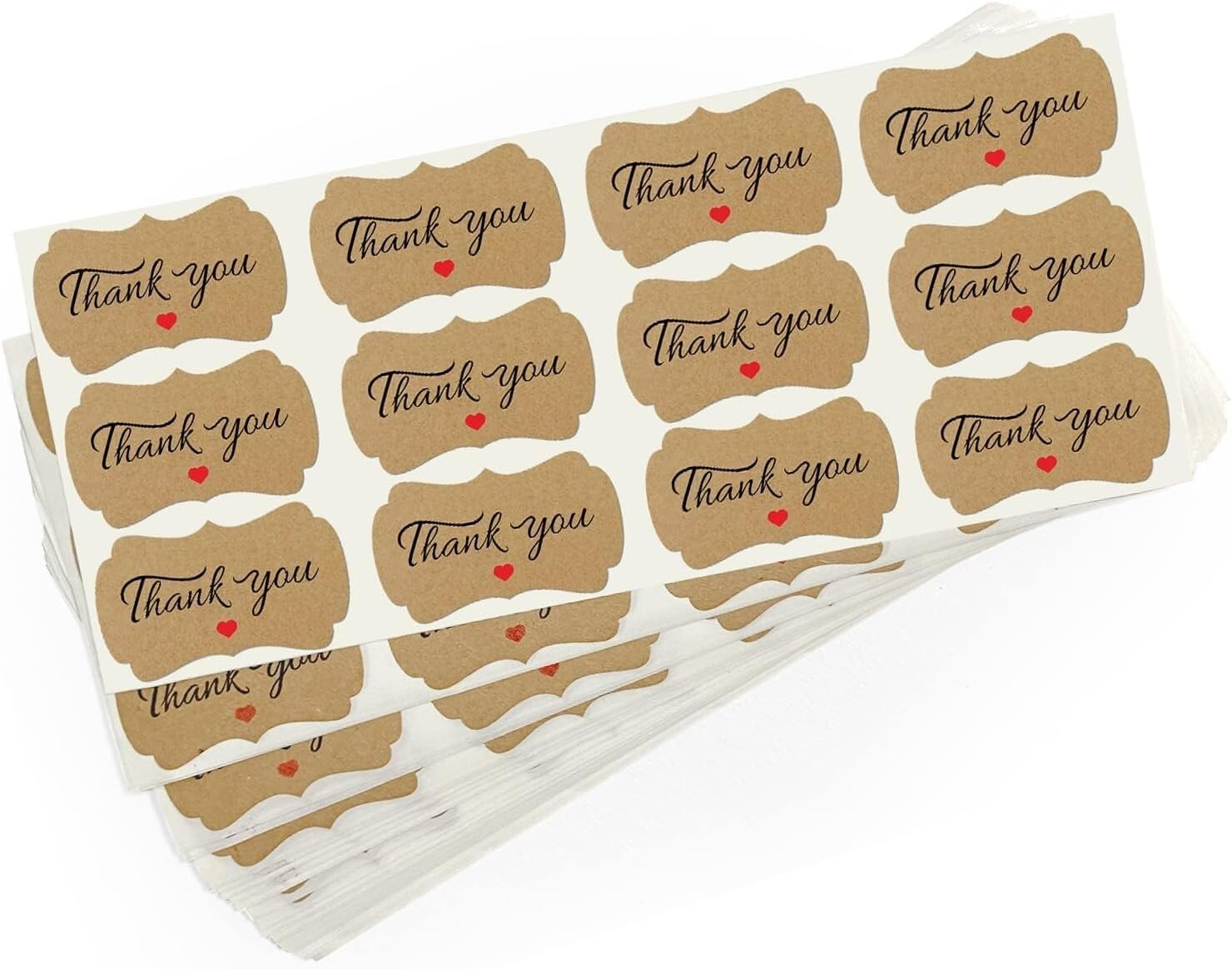 2.25"x1.25" Eco-Friendly Kraft Thank You Stickers - 5000 Pack for Small Ventures