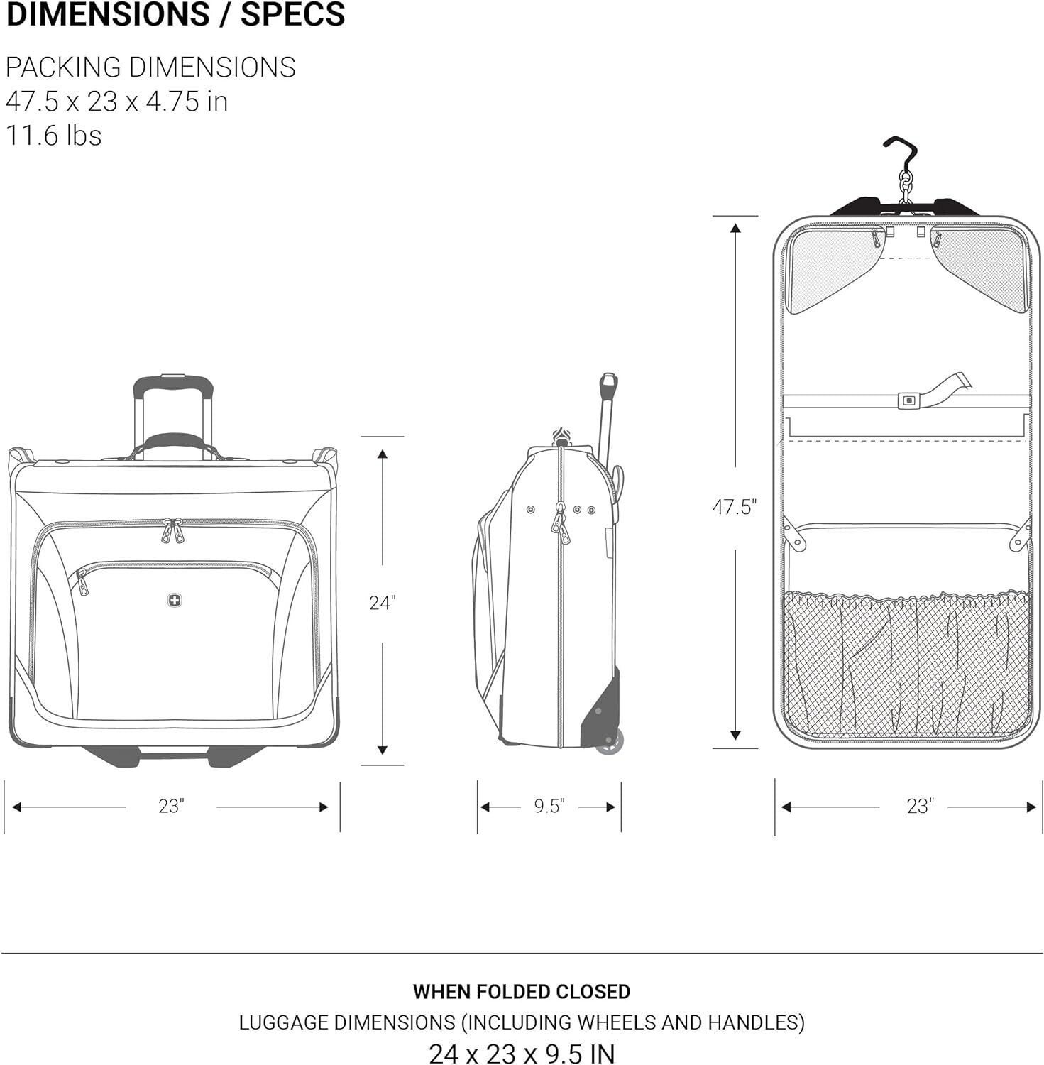 Durable Four-Compartment Wheeled Garment Bag for Men & Women - Organized Travel