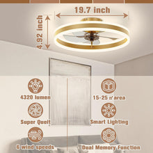 Load image into Gallery viewer, Modern 6-Speed Low Profile Ceiling Fan with LED Lights &amp; Dual Memory Function