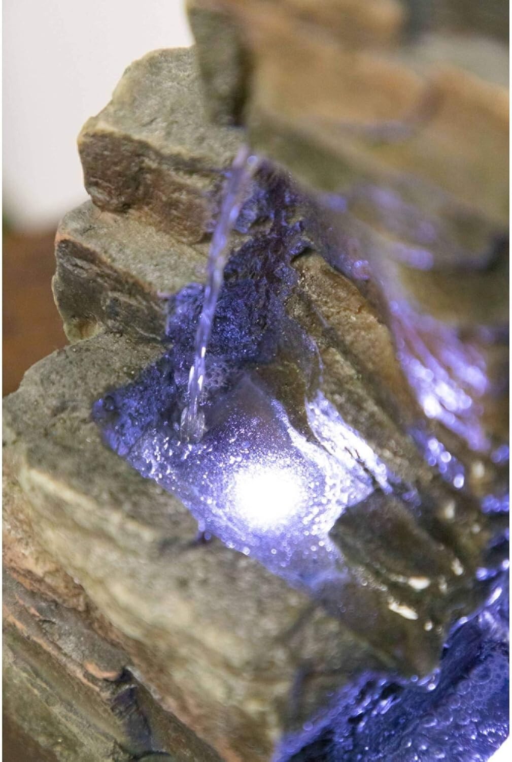 Elegant Gray 4-Tier Water Fountain with LED Lights for Tranquil Ambiance