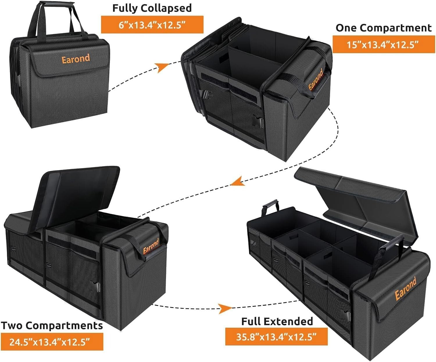 4-in-1 Car Trunk Organizer with Leakproof Cooler Bag - Durable & Adjustable