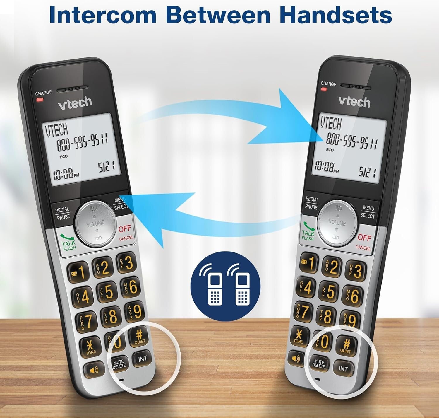 DECT 6.0 2-Handset Cordless Phone with Caller ID and Quiet Mode for Easy Use